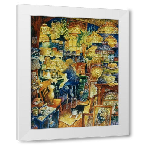 Stained Glass Man  White Modern Wood Framed Art Print by Bell, Bill