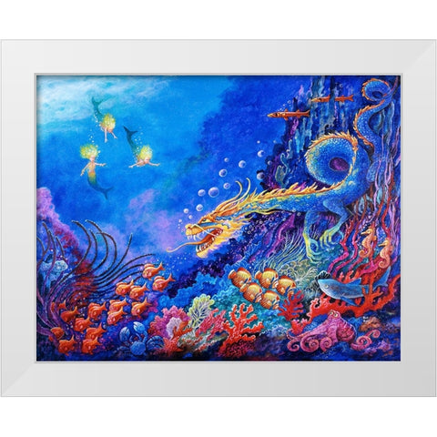 The Sea Dragon White Modern Wood Framed Art Print by Bell, Bill