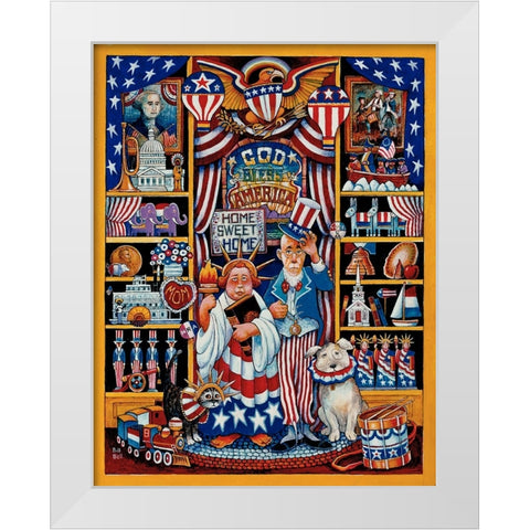 God Bless America White Modern Wood Framed Art Print by Bell, Bill