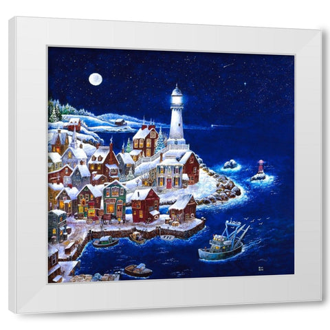 Night Light White Modern Wood Framed Art Print by Bell, Bill