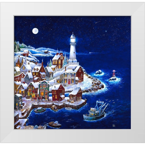 Night Light White Modern Wood Framed Art Print by Bell, Bill