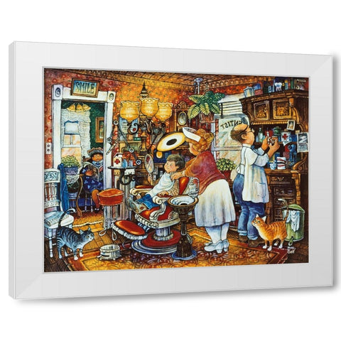 The Dentist White Modern Wood Framed Art Print by Bell, Bill