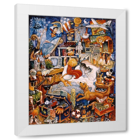 Superman White Modern Wood Framed Art Print by Bell, Bill