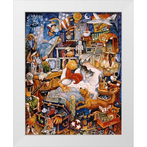 Superman White Modern Wood Framed Art Print by Bell, Bill