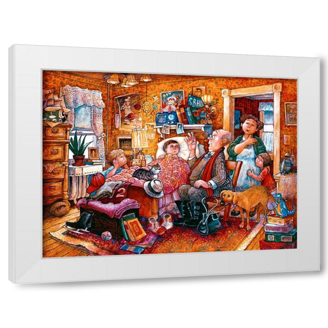 House Calls White Modern Wood Framed Art Print by Bell, Bill