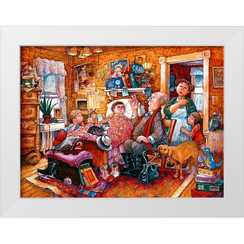 House Calls White Modern Wood Framed Art Print by Bell, Bill