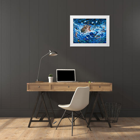 Noahs Voyage White Modern Wood Framed Art Print by Bell, Bill