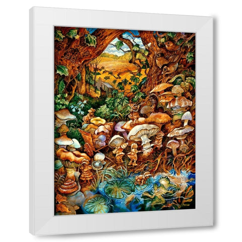 The Mushroom Fairies White Modern Wood Framed Art Print by Bell, Bill