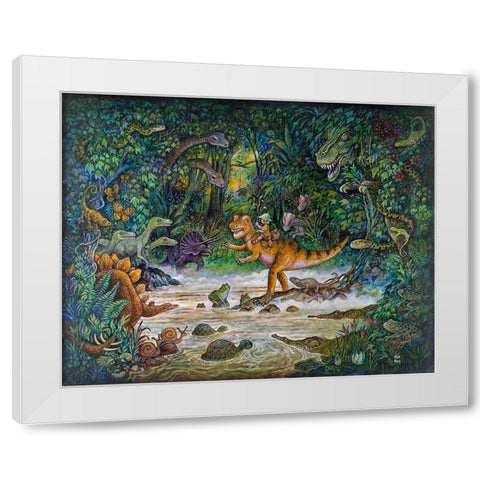 Jurassic Jungle White Modern Wood Framed Art Print by Bell, Bill