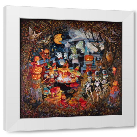 Monsters Night Out White Modern Wood Framed Art Print by Bell, Bill