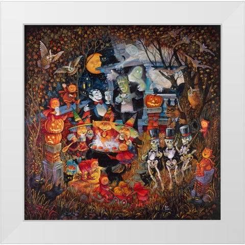 Monsters Night Out White Modern Wood Framed Art Print by Bell, Bill