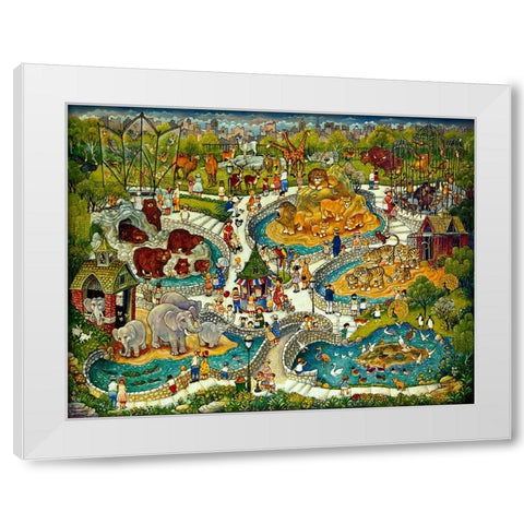 At The Zoo White Modern Wood Framed Art Print by Bell, Bill