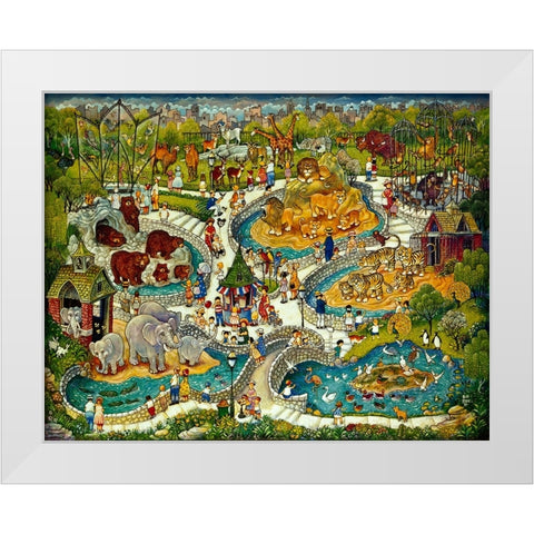 At The Zoo White Modern Wood Framed Art Print by Bell, Bill