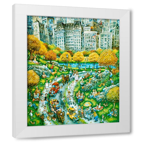 Central Park Sunday White Modern Wood Framed Art Print by Bell, Bill