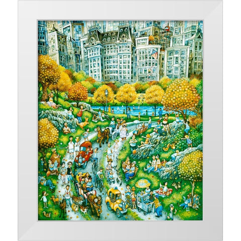Central Park Sunday White Modern Wood Framed Art Print by Bell, Bill