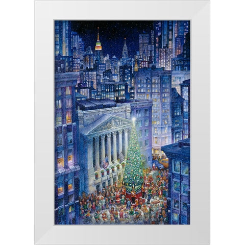 Christmas In The City White Modern Wood Framed Art Print by Bell, Bill
