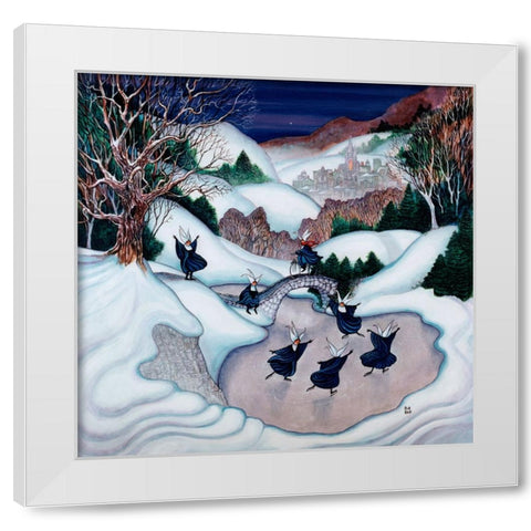 Skating Nuns 2 White Modern Wood Framed Art Print by Bell, Bill
