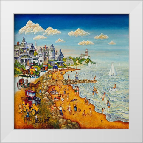 Cape May Beach White Modern Wood Framed Art Print by Bell, Bill