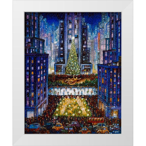 Rockefeller Center 2 Blue White Modern Wood Framed Art Print by Bell, Bill