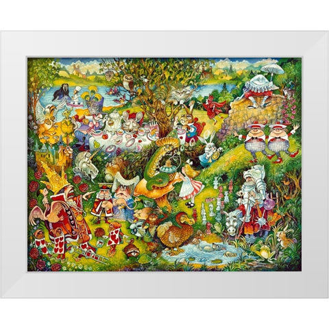 Alice In Wonderland White Modern Wood Framed Art Print by Bell, Bill