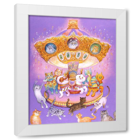 Cat Carousel White Modern Wood Framed Art Print by Bell, Bill