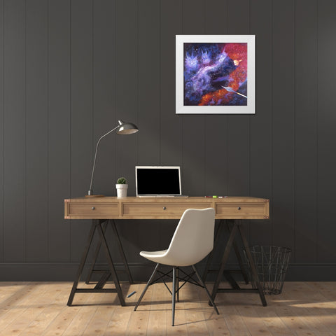 Space Dragons White Modern Wood Framed Art Print by Bell, Bill