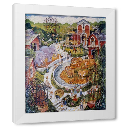 Vertical Zoo White Modern Wood Framed Art Print by Bell, Bill