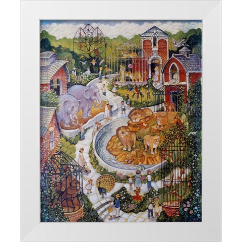 Vertical Zoo White Modern Wood Framed Art Print by Bell, Bill