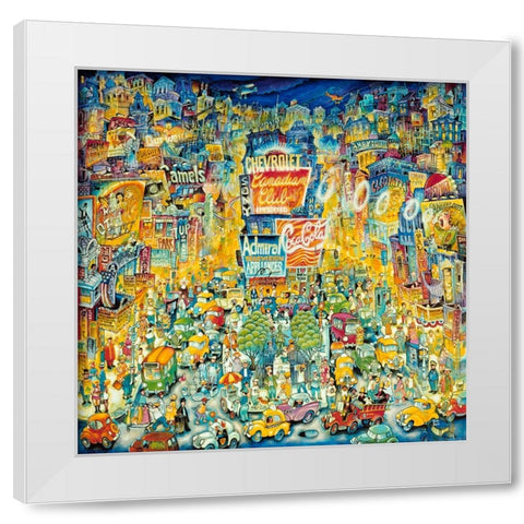 New York Times Square White Modern Wood Framed Art Print by Bell, Bill