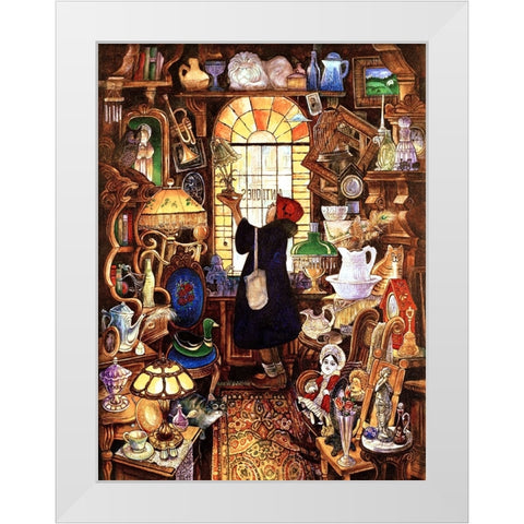 Antique Lady Dark Coat White Modern Wood Framed Art Print by Bell, Bill