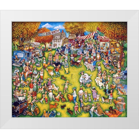 Dog Show 2 White Modern Wood Framed Art Print by Bell, Bill