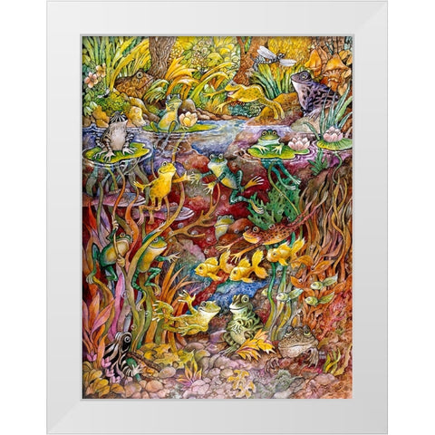 Leap Frog White Modern Wood Framed Art Print by Bell, Bill