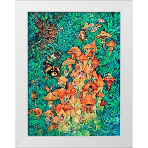 More Mushroom Fairies White Modern Wood Framed Art Print by Bell, Bill