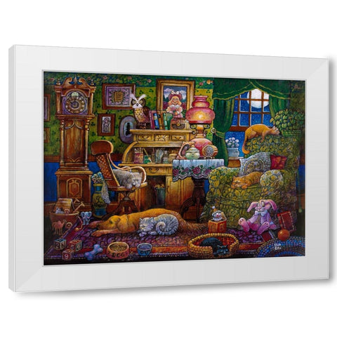 Bedtime White Modern Wood Framed Art Print by Bell, Bill