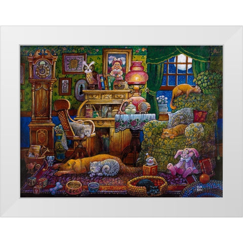 Bedtime White Modern Wood Framed Art Print by Bell, Bill