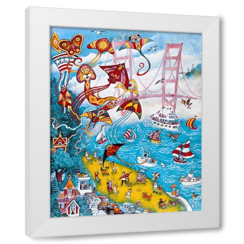 Goldengate Kites White Modern Wood Framed Art Print by Bell, Bill