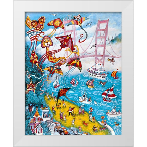 Goldengate Kites White Modern Wood Framed Art Print by Bell, Bill