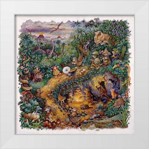 Cave Cats White Modern Wood Framed Art Print by Bell, Bill