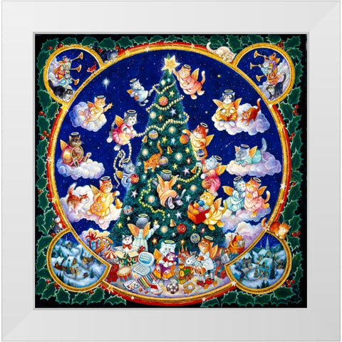 Angel Cats White Modern Wood Framed Art Print by Bell, Bill