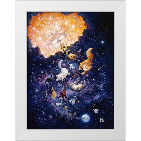 And God Created Cats White Modern Wood Framed Art Print by Bell, Bill