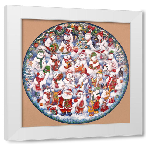Santa And The Snowfolks (Pc) White Modern Wood Framed Art Print by Bell, Bill