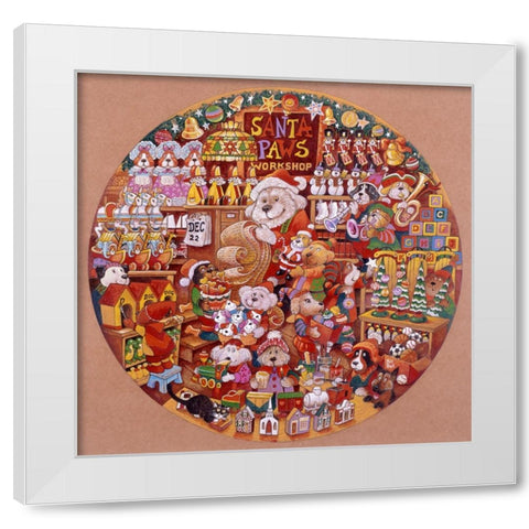 Santa Paws Workshop 2 (Pc) White Modern Wood Framed Art Print by Bell, Bill