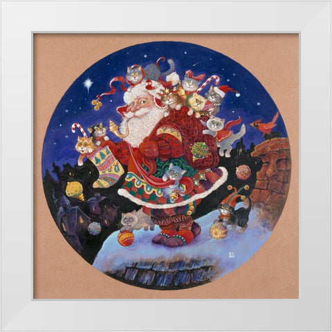 Here Comes Santa Claus (Pc) White Modern Wood Framed Art Print by Bell, Bill