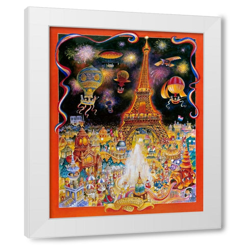 Les Chats White Modern Wood Framed Art Print by Bell, Bill