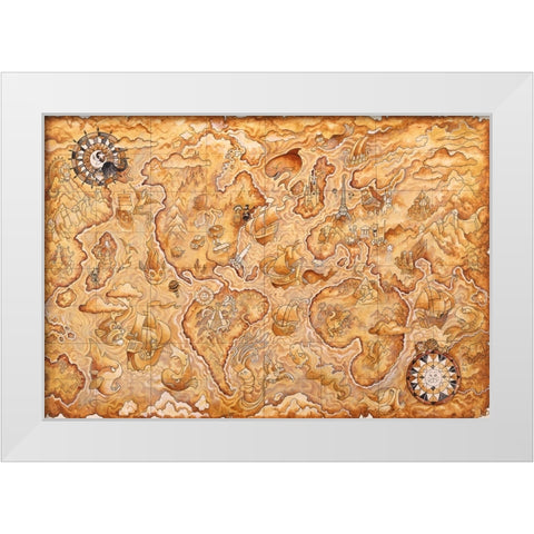 Cat History White Modern Wood Framed Art Print by Bell, Bill