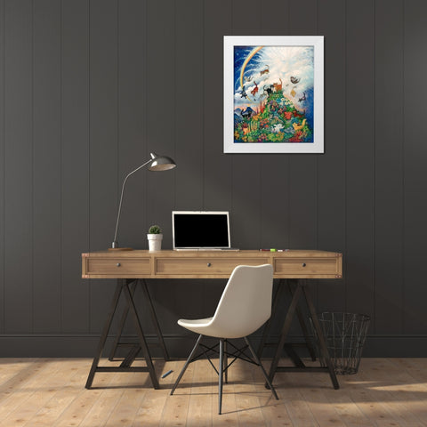 Heavenly Cats White Modern Wood Framed Art Print by Bell, Bill