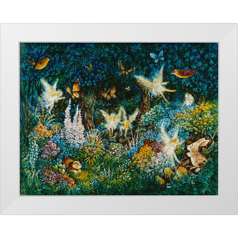 Forest Fairies White Modern Wood Framed Art Print by Bell, Bill