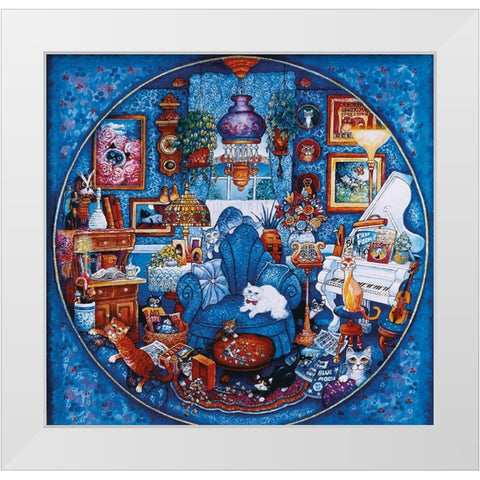More Blue Room Cats White Modern Wood Framed Art Print by Bell, Bill