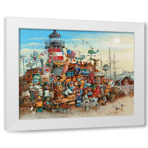Lighthouse Antiques White Modern Wood Framed Art Print by Bell, Bill