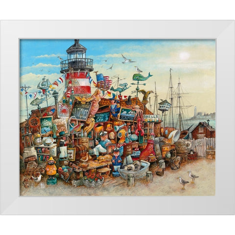 Lighthouse Antiques White Modern Wood Framed Art Print by Bell, Bill